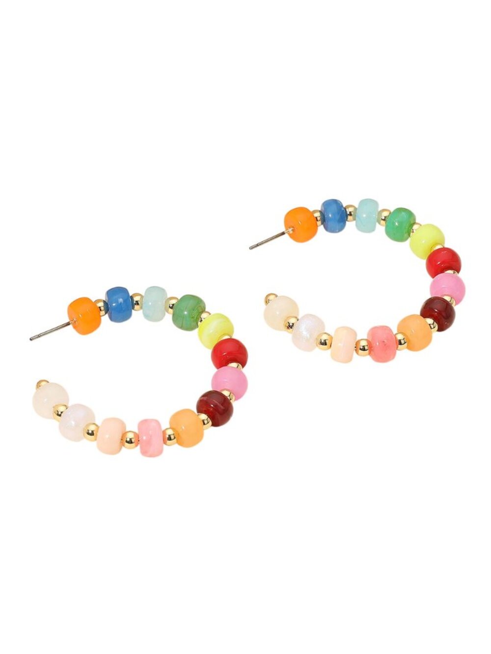 Tigerstars Multi Color Resin Beaded Hoop Earrings